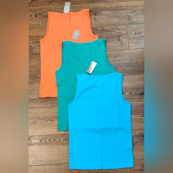Chico's 3 Tess True Color Tees Tank Tops - Orange Green Blue NWT Small - Picture 2 of 13